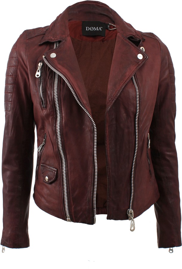 Burgundy Leather Biker Jacket Doma Moto Jacket With