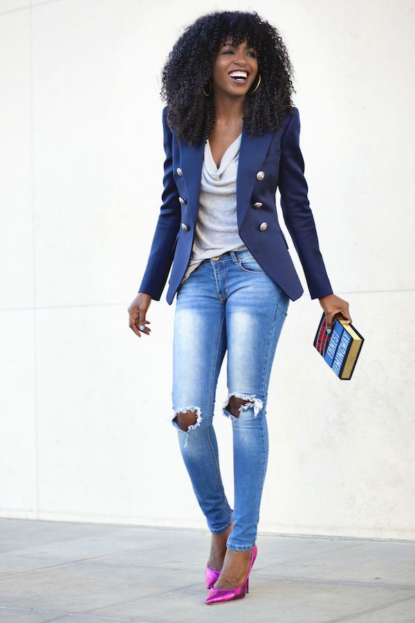 grey-sleeveless-top-blue-blazer-light-blue-skinny-jeans-hot-pink-pumps ...